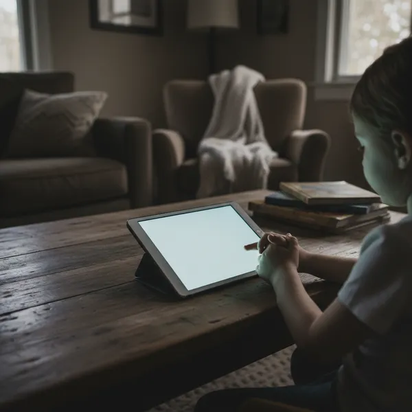 A child using a tablet at home